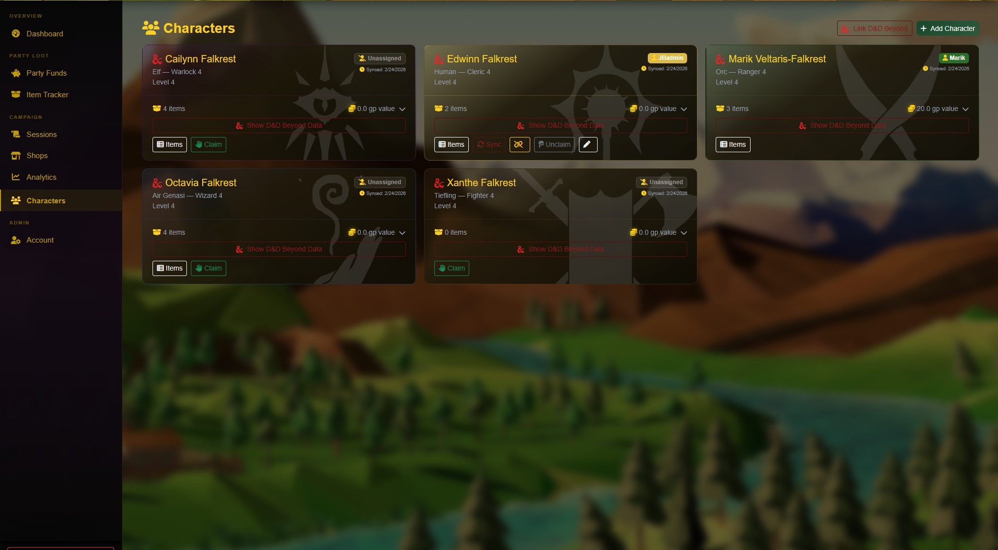 Characters & D&D Beyond