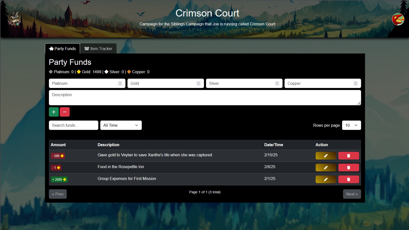 Party Funds Dashboard